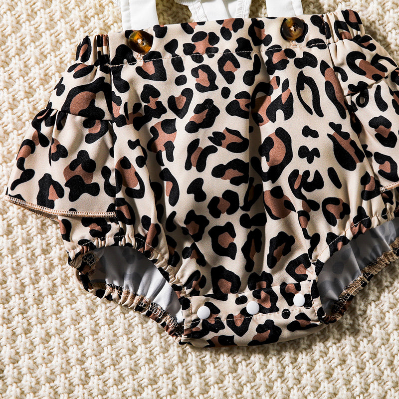 Leopard Print Cutout Square Neck Romper 