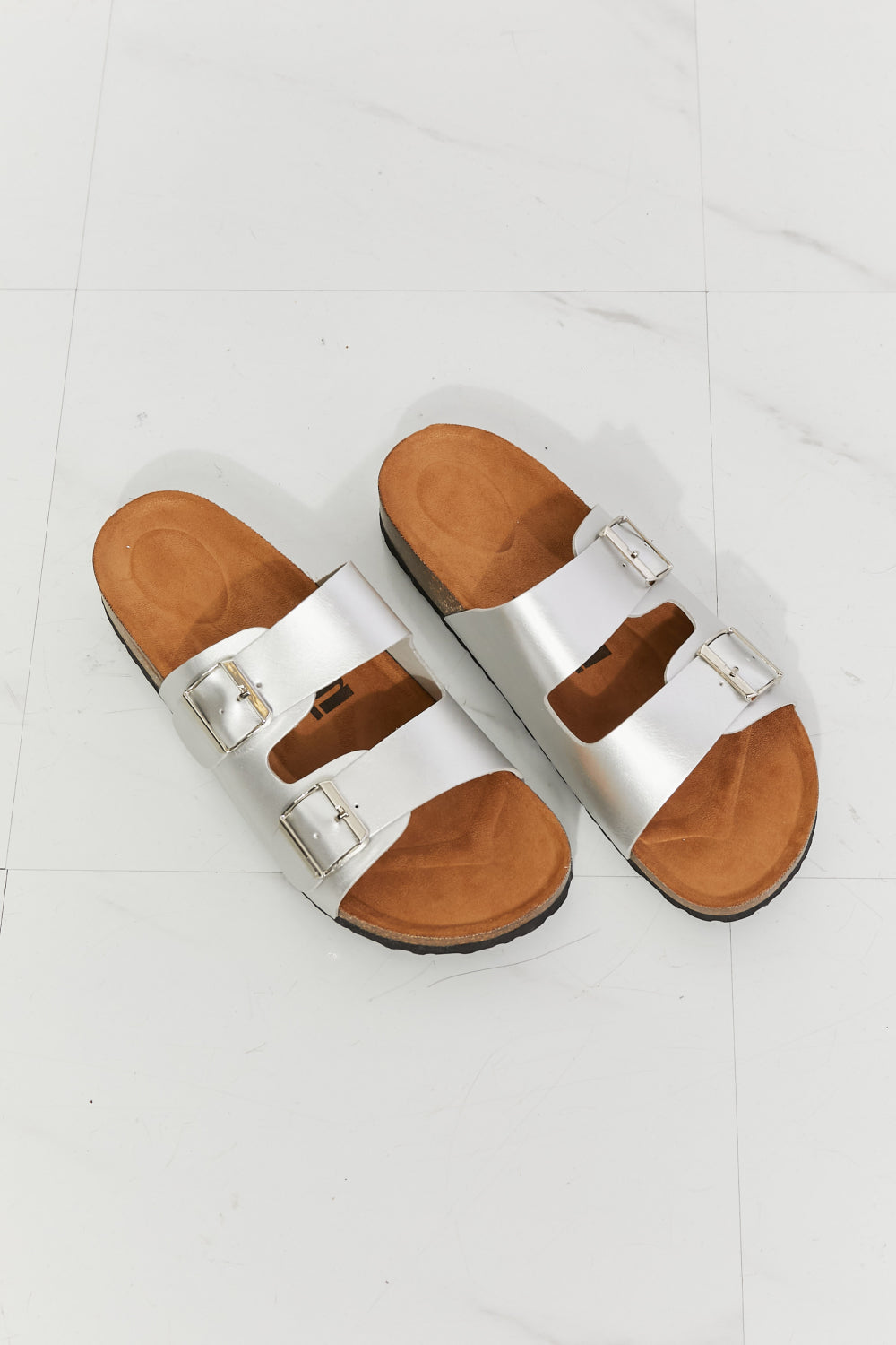 Life Double-Banded Slide Sandal in Silver