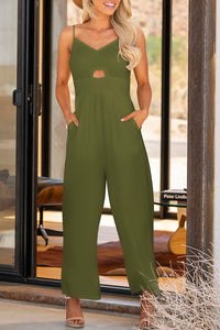 Smocked Spaghetti Strap Wide Leg Jumpsuit