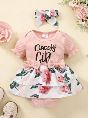 DADDY'S GIRL Graphic Floral Bodysuit Dress