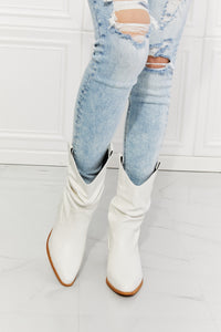 Better in Texas Scrunch Cowboy Boots in White 