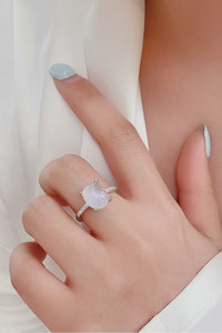 Natural Moonstone 925 Sterling Silver Side Stone Ring