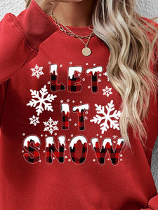 LET IT SNOW Round Neck Long Sleeve Sweatshirt 