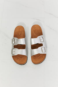 Life Double-Banded Slide Sandal in Silver