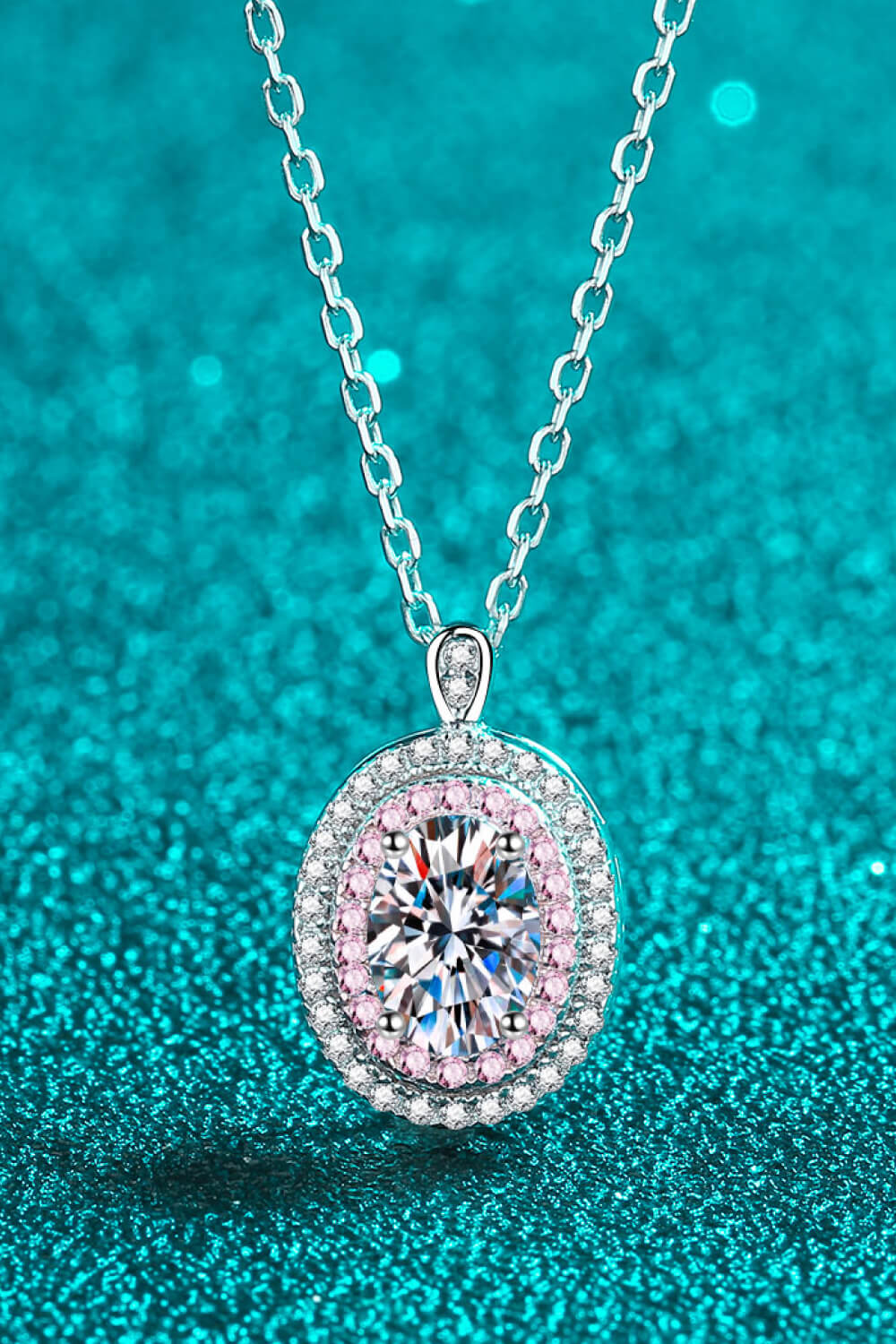 Rhodium-Plated 1 Carat Moissanite Pendant Necklace