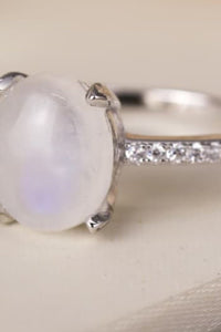 Natural Moonstone 925 Sterling Silver Side Stone Ring