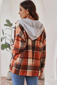 Button-Up Plaid Hooded Jacket 