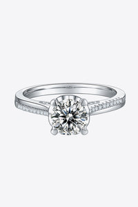 1 Carat Moissanite 925 Sterling Silver Side Stone Ring 