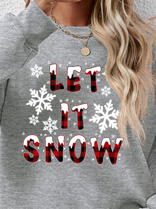 LET IT SNOW Round Neck Long Sleeve Sweatshirt 