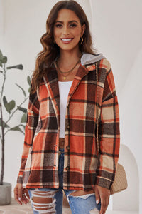 Button-Up Plaid Hooded Jacket 