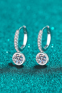 1 Carat Moissanite Rhodium-Plated Drop Earrings 