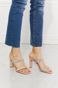 Sparkle Rhinestone Block Heel Sandal in Pink