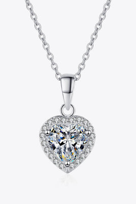 1 Carat Moissanite Heart Pendant Chain Necklace 