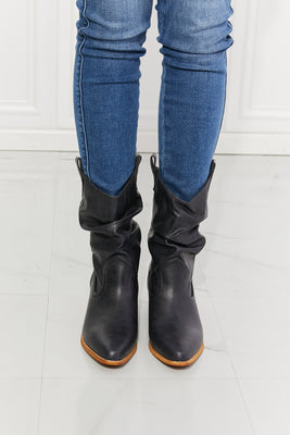  Texas Scrunch Cowboy Boots in Navy