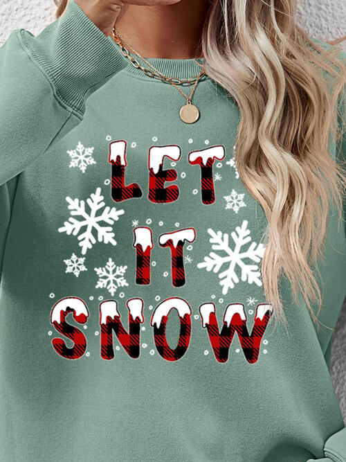 LET IT SNOW Round Neck Long Sleeve Sweatshirt 