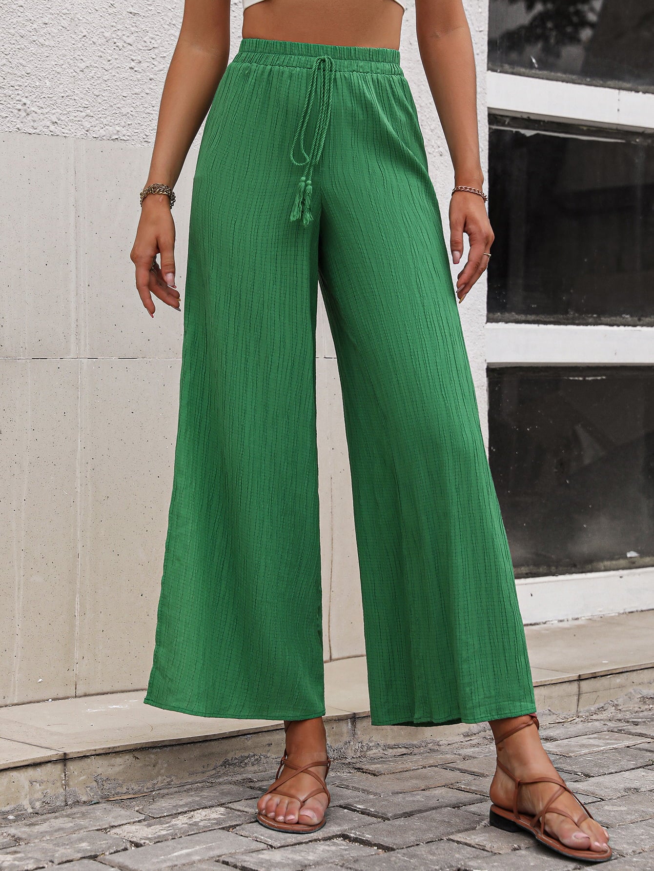 High Waist Slit Wide Leg Pants