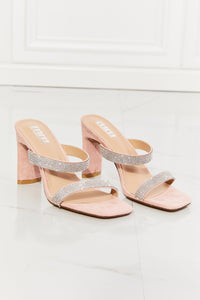 Sparkle Rhinestone Block Heel Sandal in Pink