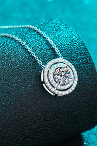 Moissanite Round Pendant Rhodium-Plated Necklace 