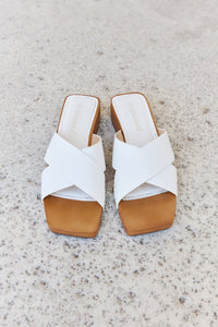 Summer Criss Cross Wooden Clog Mule in White