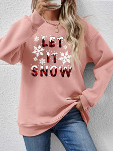 LET IT SNOW Round Neck Long Sleeve Sweatshirt 