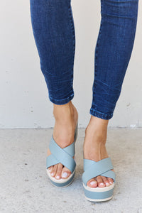 Moments Contrast Platform Sandals in Misty Blue