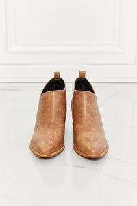 Embroidered Crossover Cowboy Bootie in Caramel