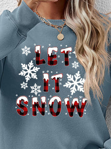 LET IT SNOW Round Neck Long Sleeve Sweatshirt 