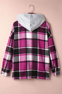 Button-Up Plaid Hooded Jacket 