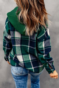 Button-Up Plaid Hooded Jacket 