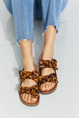 Fiercely Feminine Leopard Bow Slide Sandals 