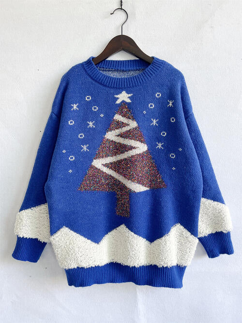 Christmas Tree Graphic Dropped Shoulder Sweater 