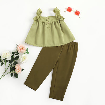 Two-Piece Ruffled Strap Tank and Pants Set