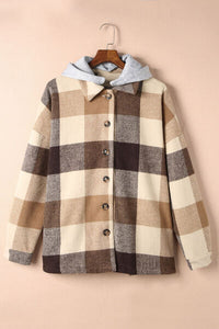 Button-Up Plaid Hooded Jacket 