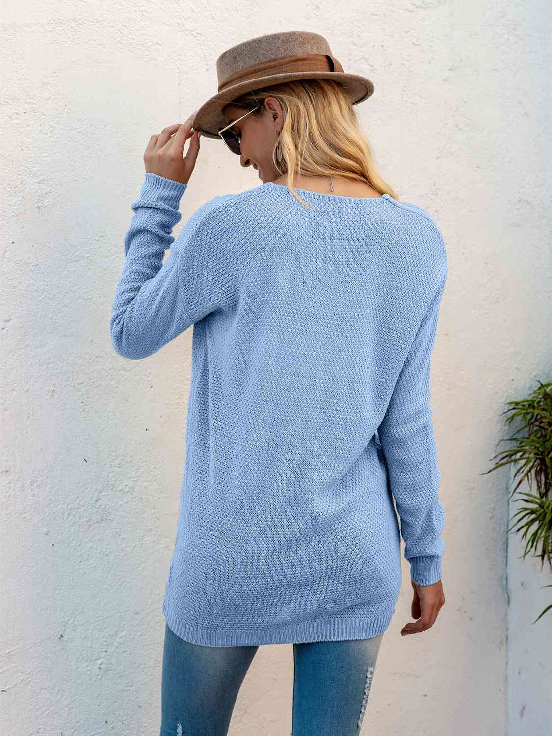V-Neck Crisscross Detail Sweater