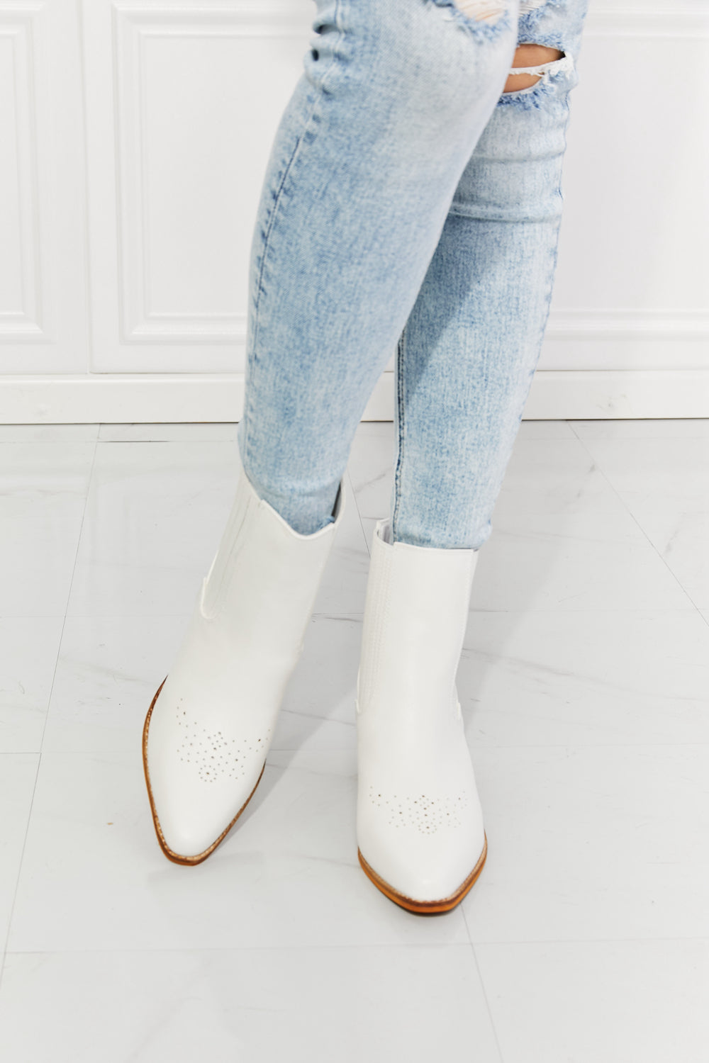 Journey Stacked Heel Chelsea Boot in White