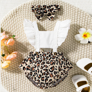 Leopard Print Cutout Square Neck Romper 