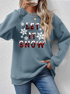 LET IT SNOW Round Neck Long Sleeve Sweatshirt 