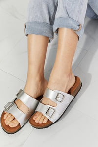 Life Double-Banded Slide Sandal in Silver