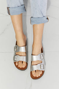 Life Double-Banded Slide Sandal in Silver