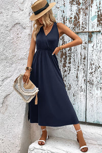 Surplice Neck Slit Sleeveless Dress