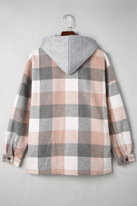 Button-Up Plaid Hooded Jacket 