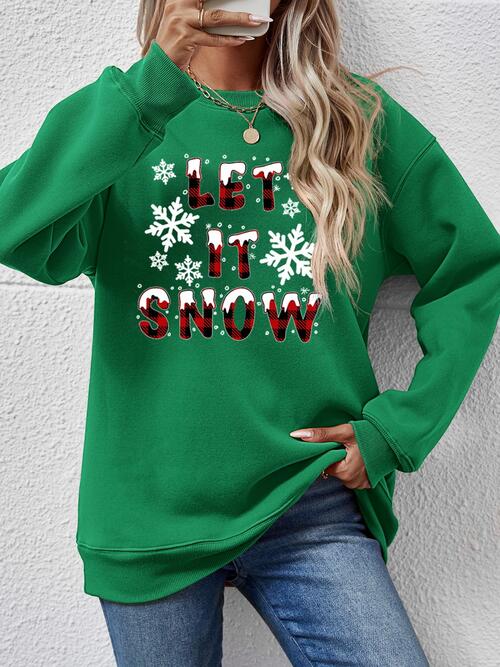 LET IT SNOW Round Neck Long Sleeve Sweatshirt 