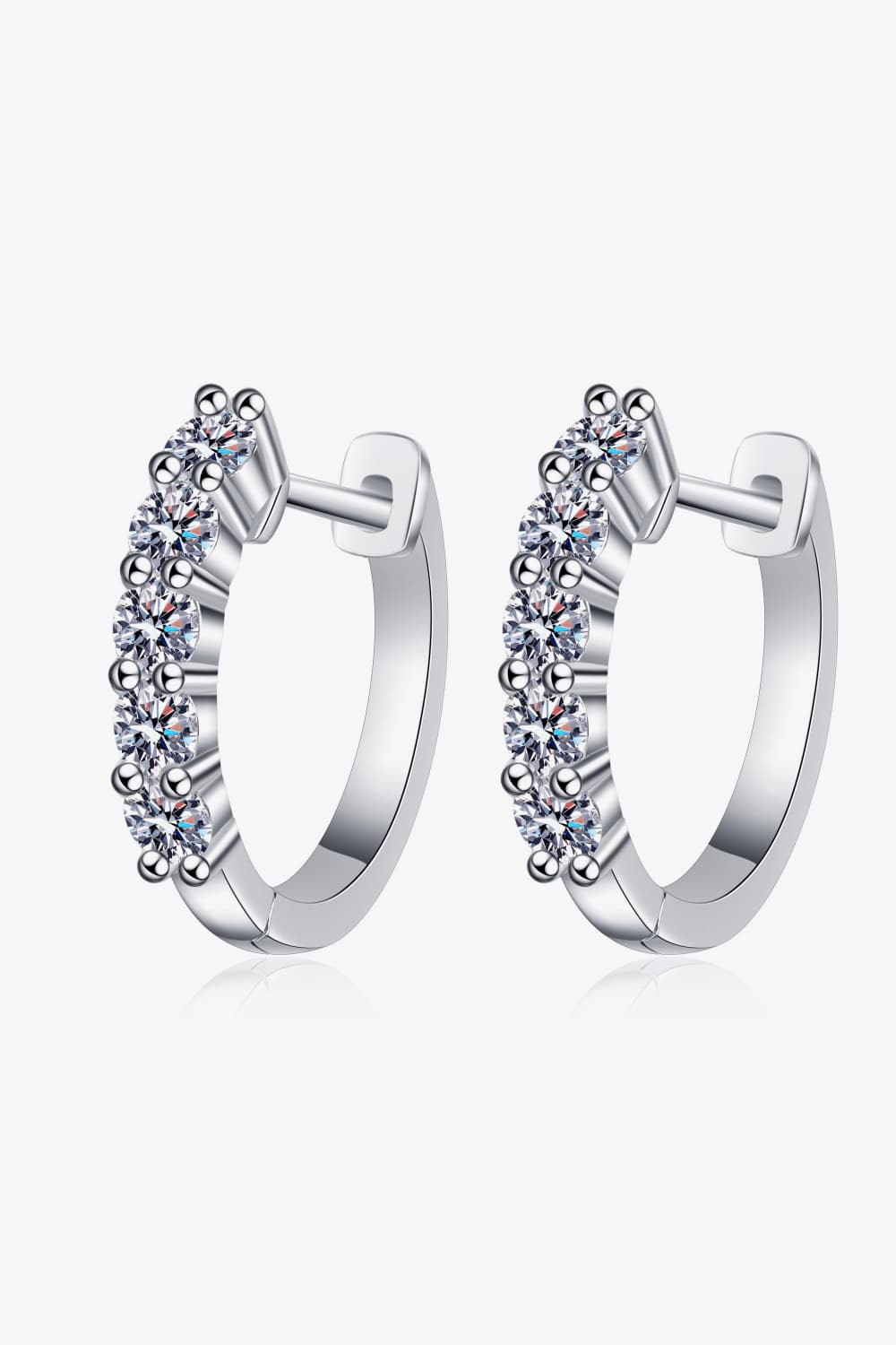 Silver 1 Carat Moissanite Hoop Earrings