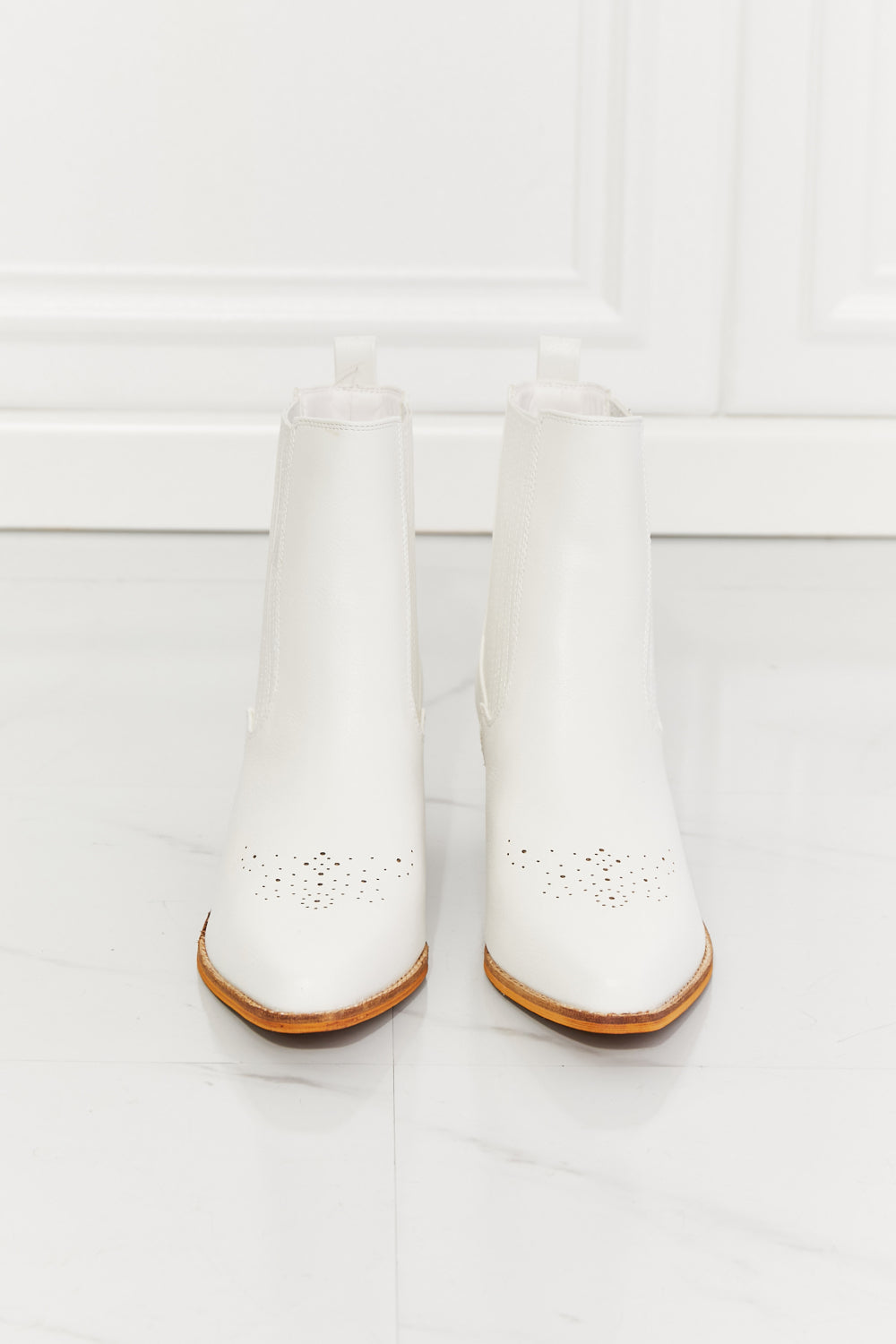 Journey Stacked Heel Chelsea Boot in White