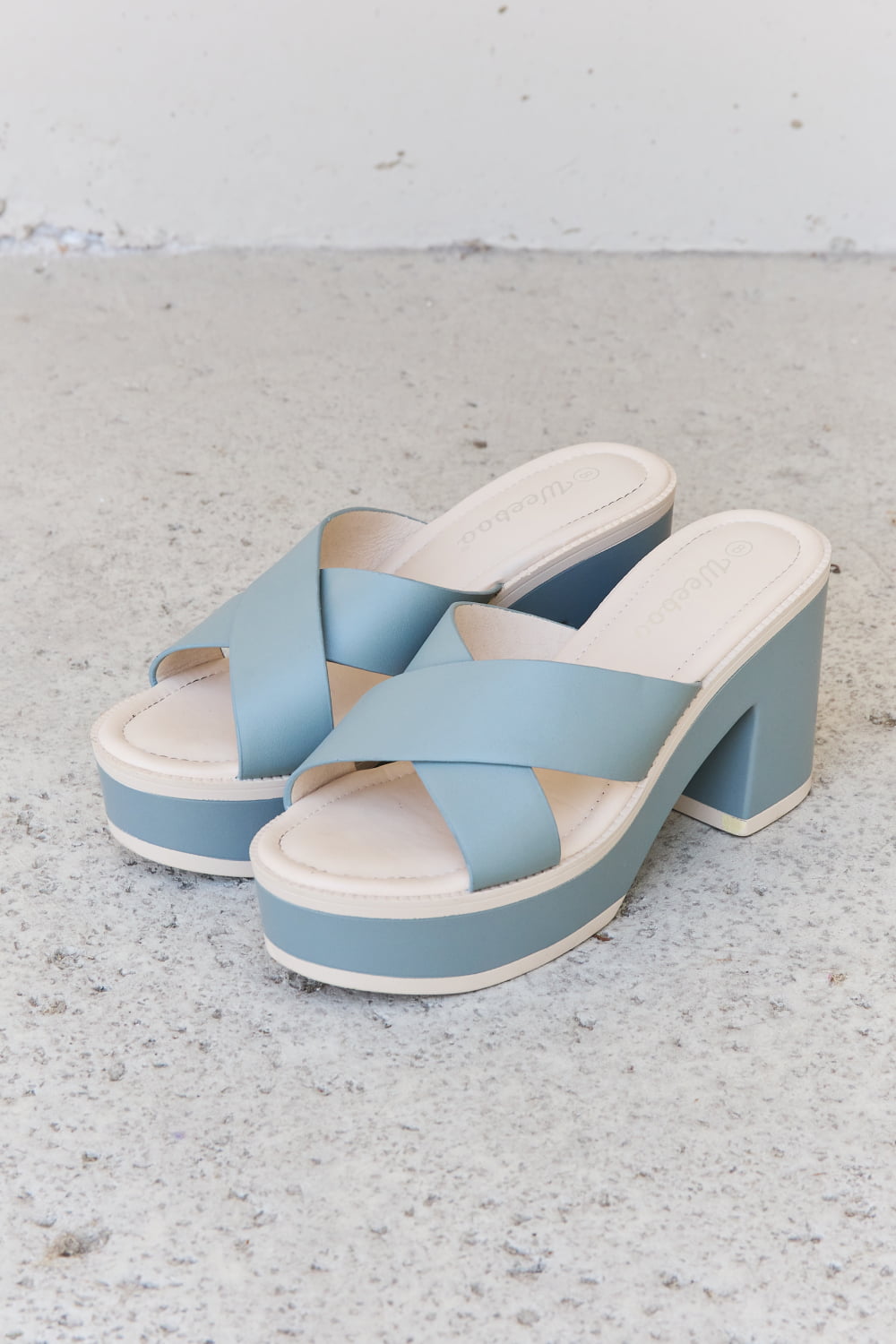 Moments Contrast Platform Sandals in Misty Blue