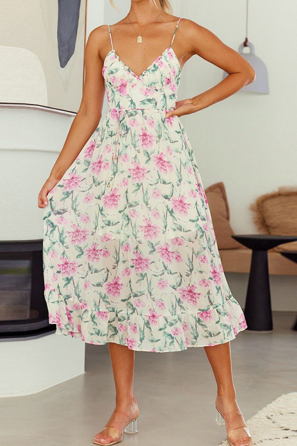 Floral Spaghetti Strap Midi Dress