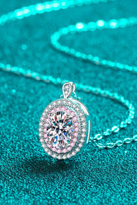 Rhodium-Plated 1 Carat Moissanite Pendant Necklace