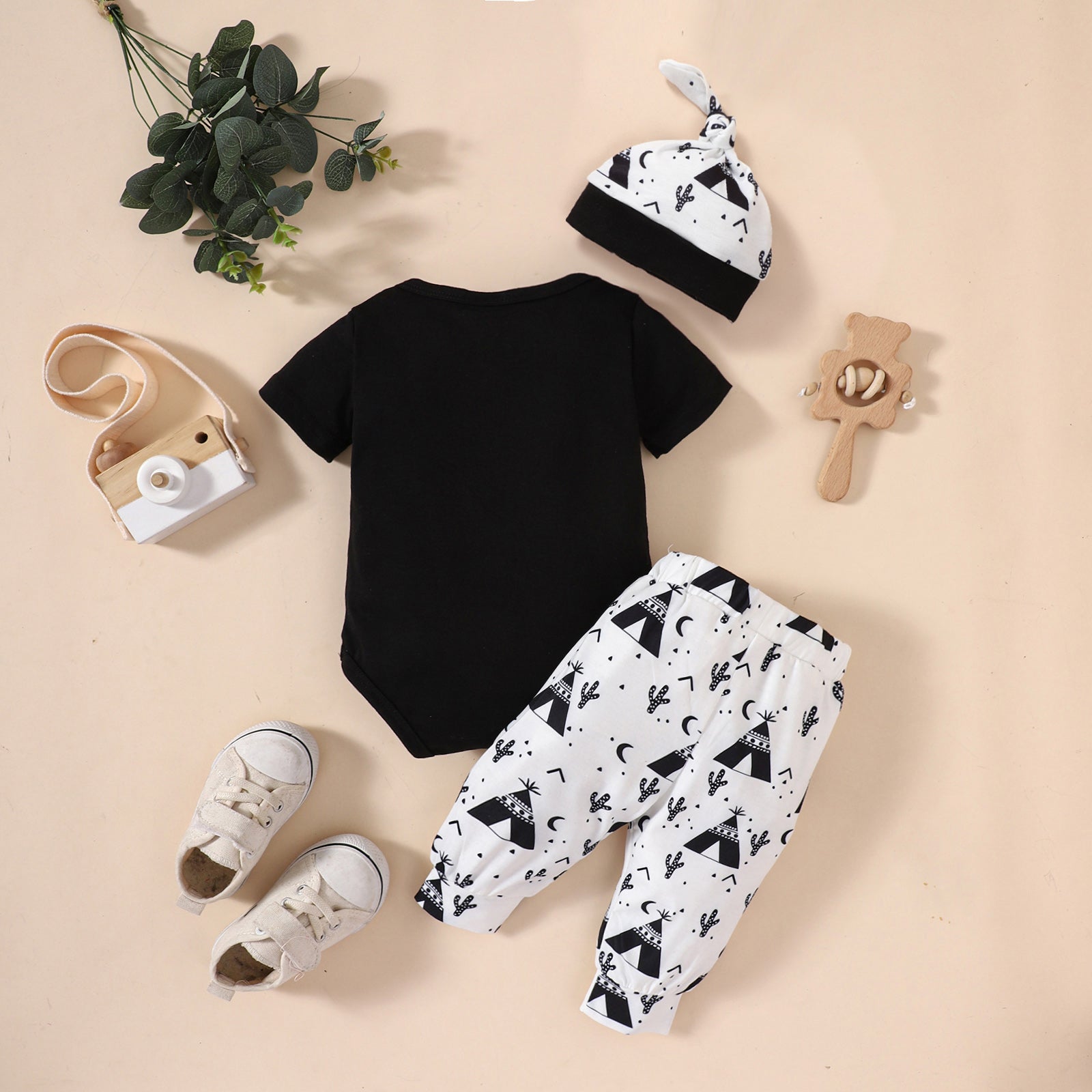 Graphic Bodysuit and Printed Joggers Set