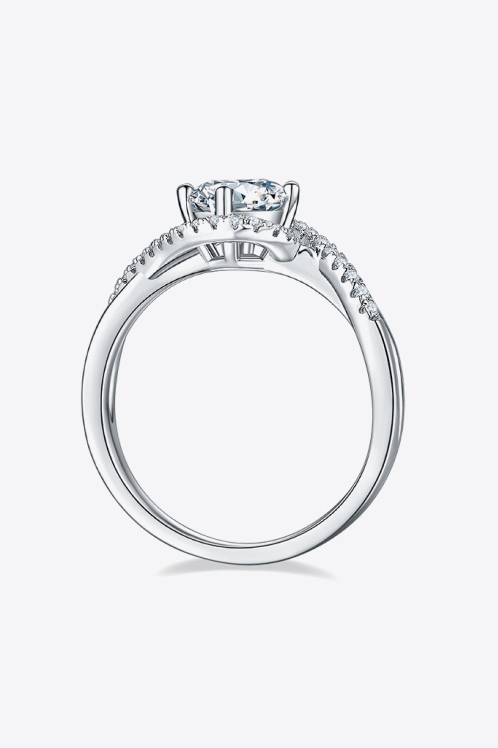 Moissanite 925 Sterling Silver Crisscross Ring