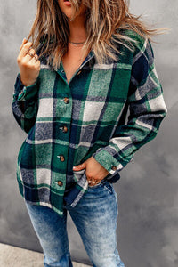 Button-Up Plaid Hooded Jacket 